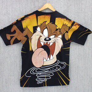The Crown Shirt Mens Multicolor Tasmanian Devil All Over Print Vintage Look L